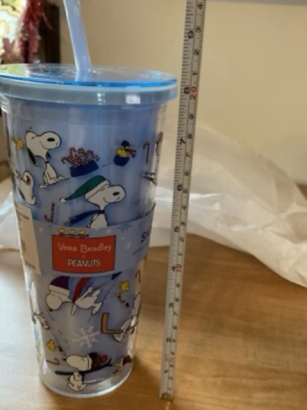 Vera Bradley x Peanuts collab  Ski Slope Jump Snoopy Tumbler W/ Straw NWOT